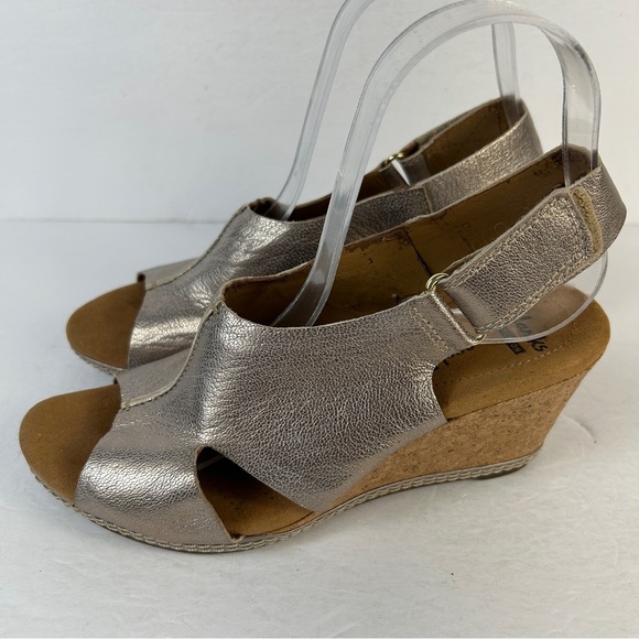 Clarks Bronze Wedge Sandals 7.5 - Picture 8 of 10